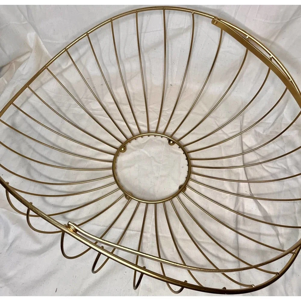 Gold wire Large metal basket with fold-down handle Perfect for Blanket storage